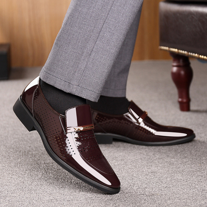 Men's Loafers - Slip On Patent Finish Pointed Toe
