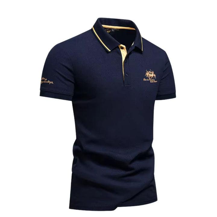 Men's Polo Shirt - Short Sleeve Embroidered Contrast Collar