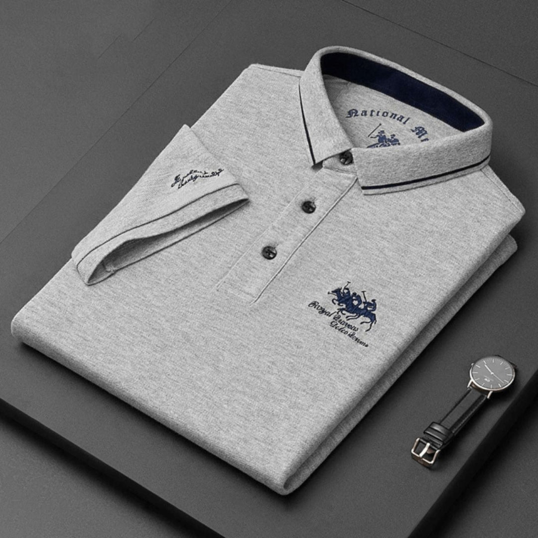 Men's Polo Shirt - Short Sleeve Embroidered Contrast Collar