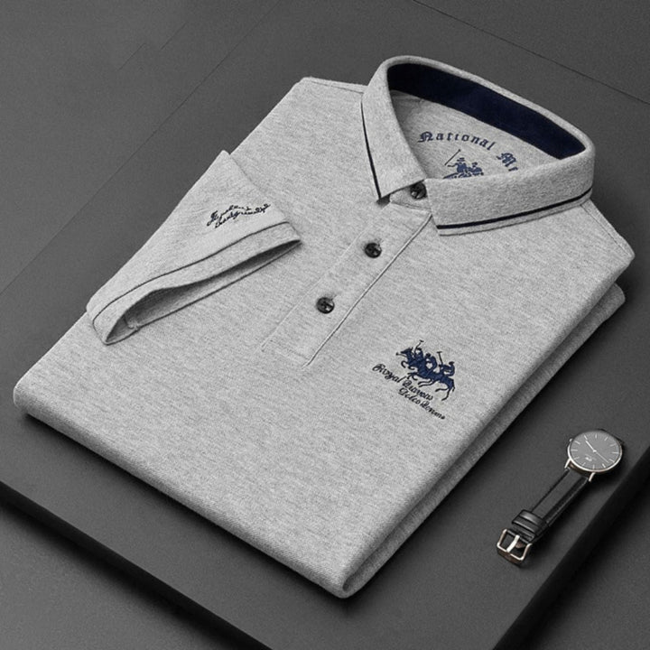 Men's Polo Shirt - Short Sleeve Embroidered Contrast Collar