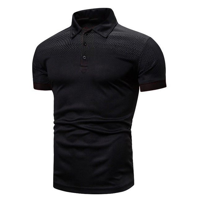 Men's Polo Shirt - Short Sleeve Textured Panel Button Placket
