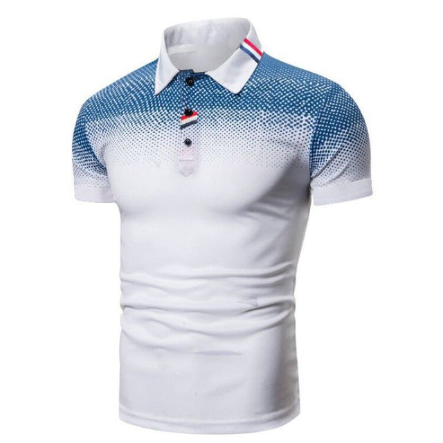 Men's Polo Shirt - Short Sleeve Textured Panel Button Placket