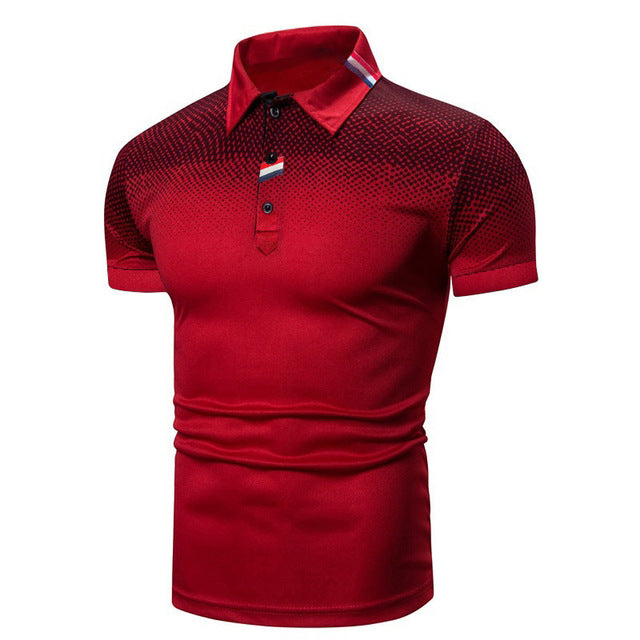 Men's Polo Shirt - Short Sleeve Textured Panel Button Placket