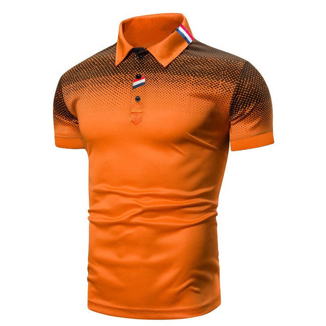 Men's Polo Shirt - Short Sleeve Textured Panel Button Placket