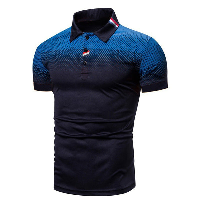 Men's Polo Shirt - Short Sleeve Textured Panel Button Placket