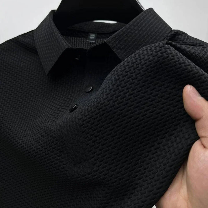Men's Polo Shirt - Short Sleeve Waffle Knit Button Placket