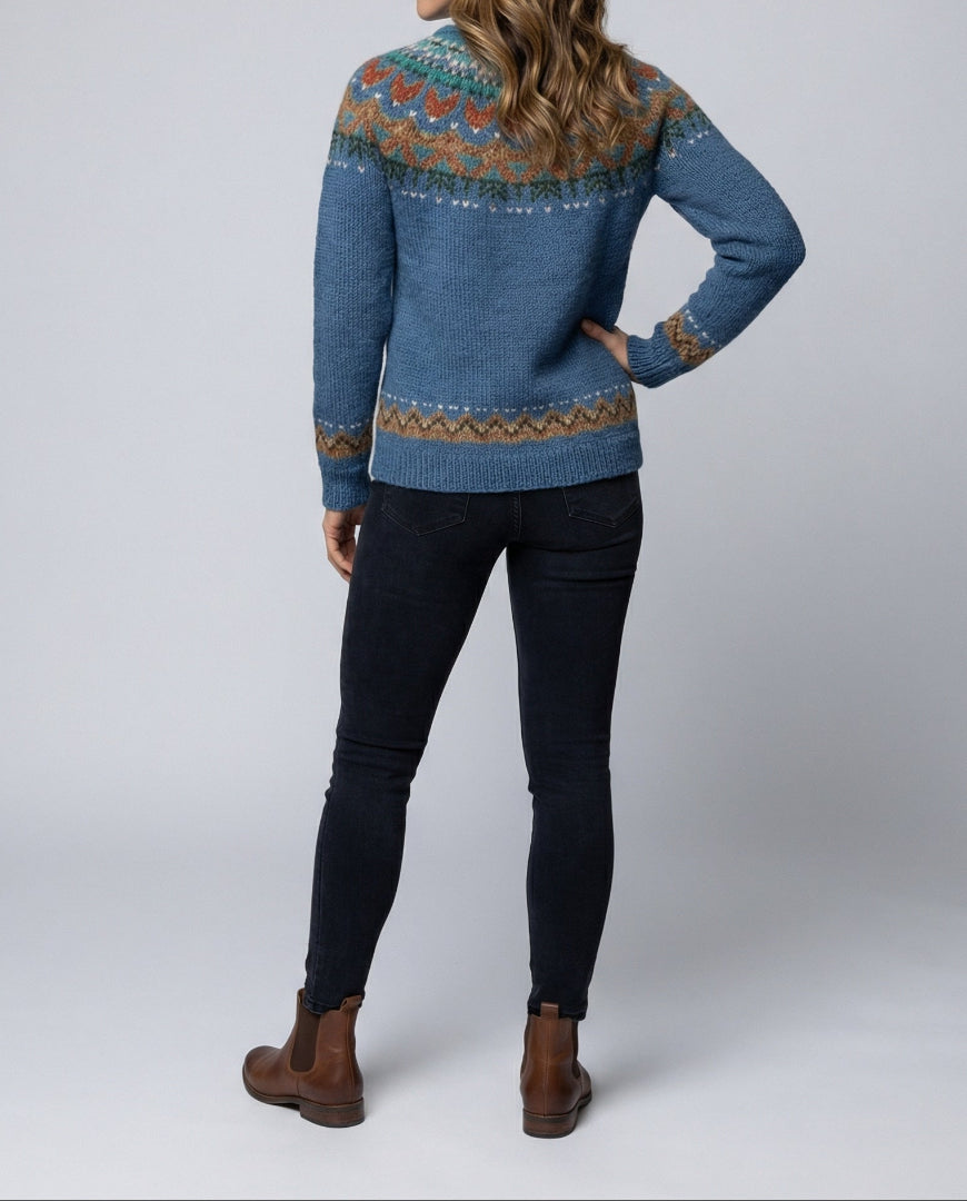 Women's Fair Isle Sweater - Crew Neck Nordic Yoke Knit