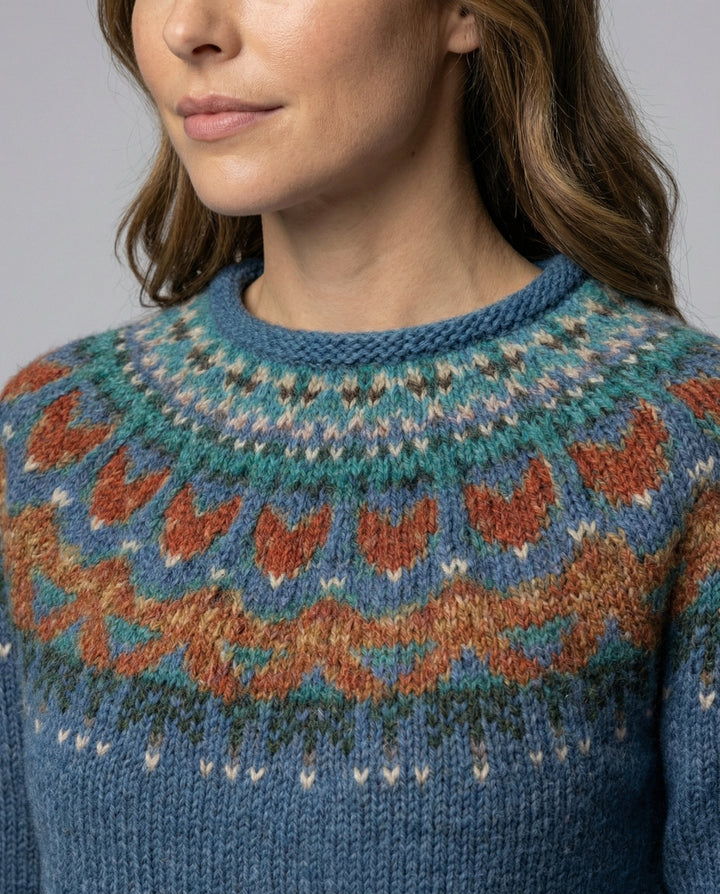 Women's Fair Isle Sweater - Crew Neck Nordic Yoke Knit
