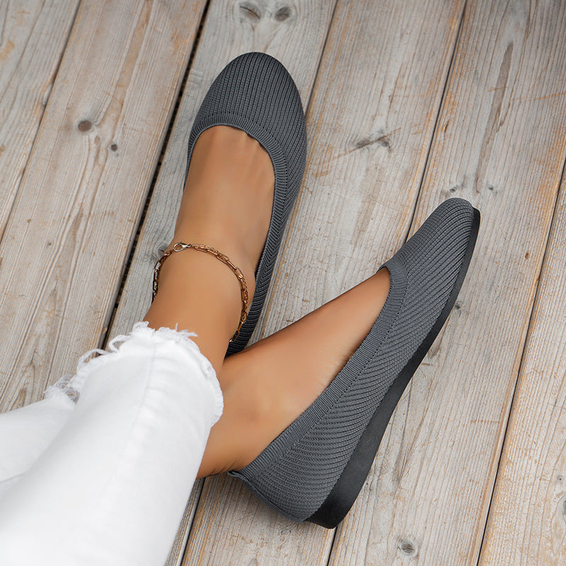 Women's Knit Ballet Flats - Round Toe Slip On