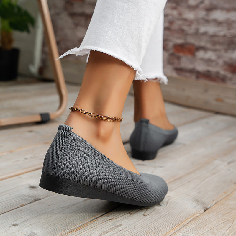 Women's Knit Ballet Flats - Round Toe Slip On