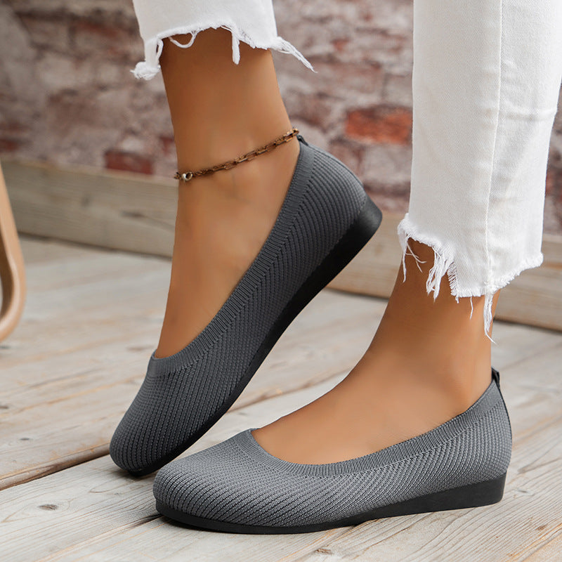 Women's Knit Ballet Flats - Round Toe Slip On