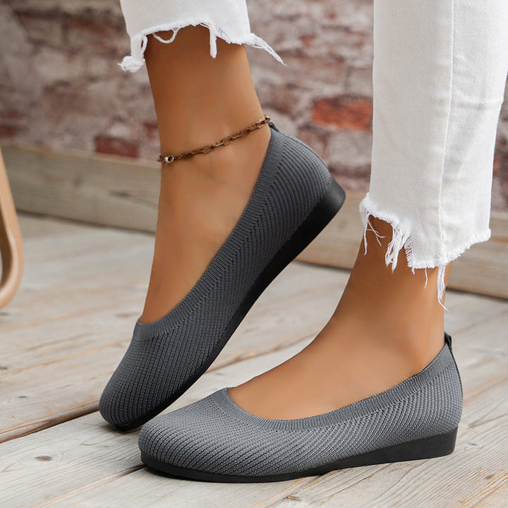 Women's Knit Ballet Flats - Round Toe Slip On