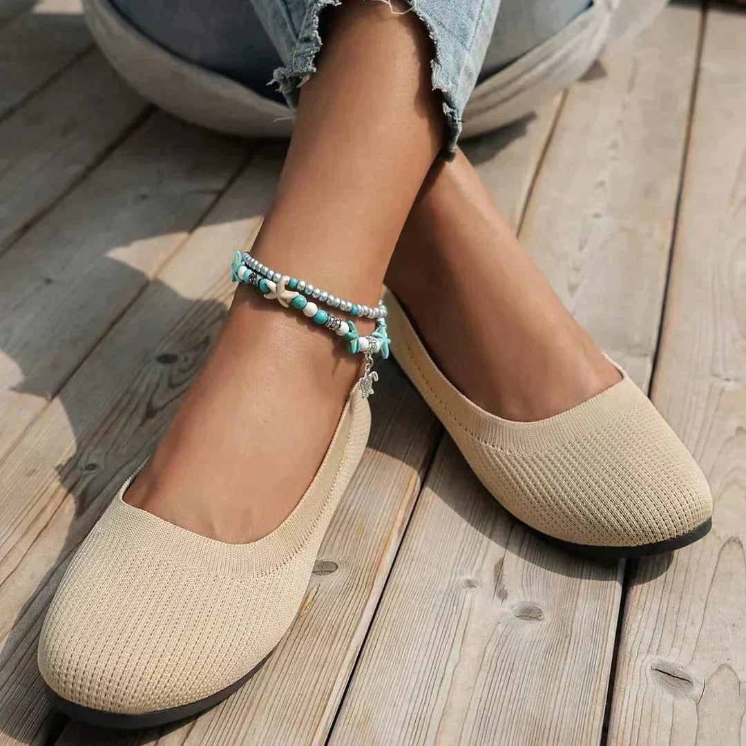 Women's Knit Ballet Flats - Round Toe Slip On