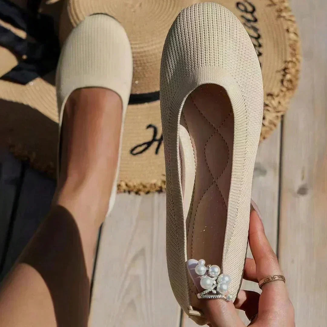 Women's Knit Ballet Flats - Round Toe Slip On