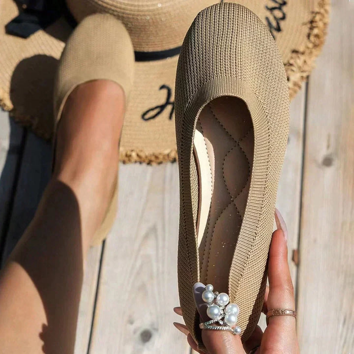 Women's Knit Ballet Flats - Round Toe Slip On