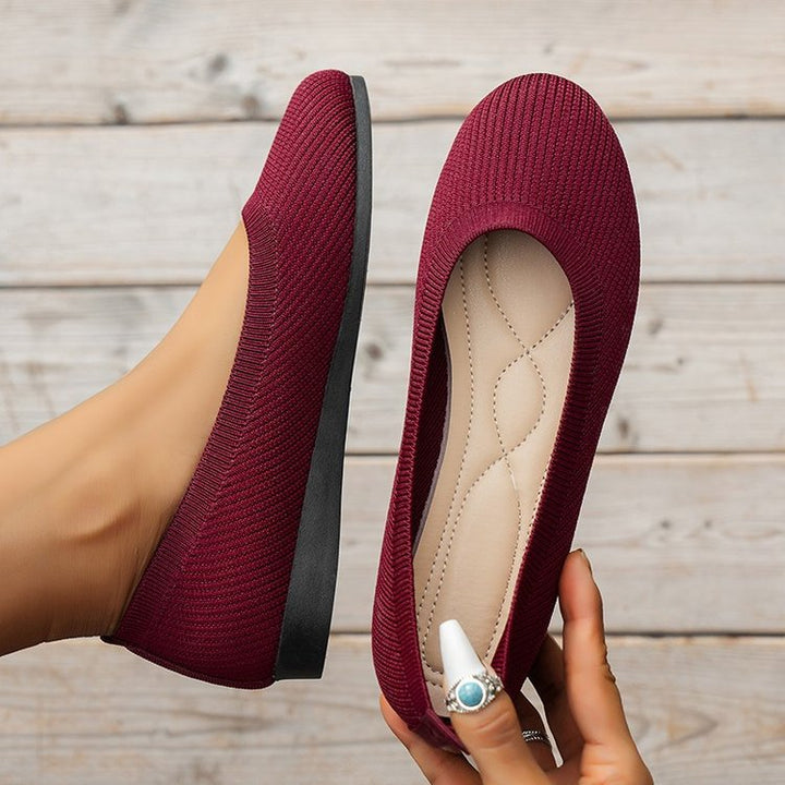 Women's Knit Ballet Flats - Round Toe Slip On