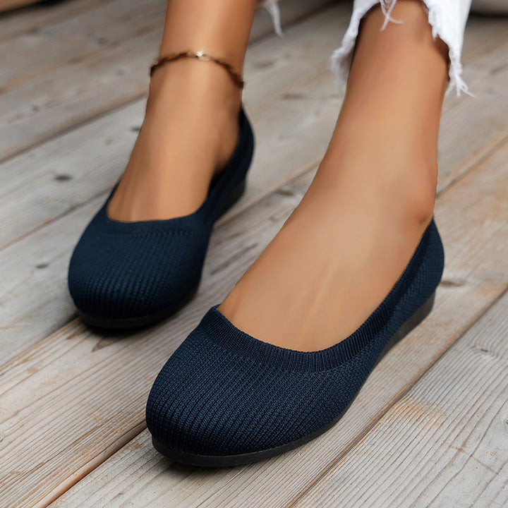 Women's Knit Ballet Flats - Round Toe Slip On