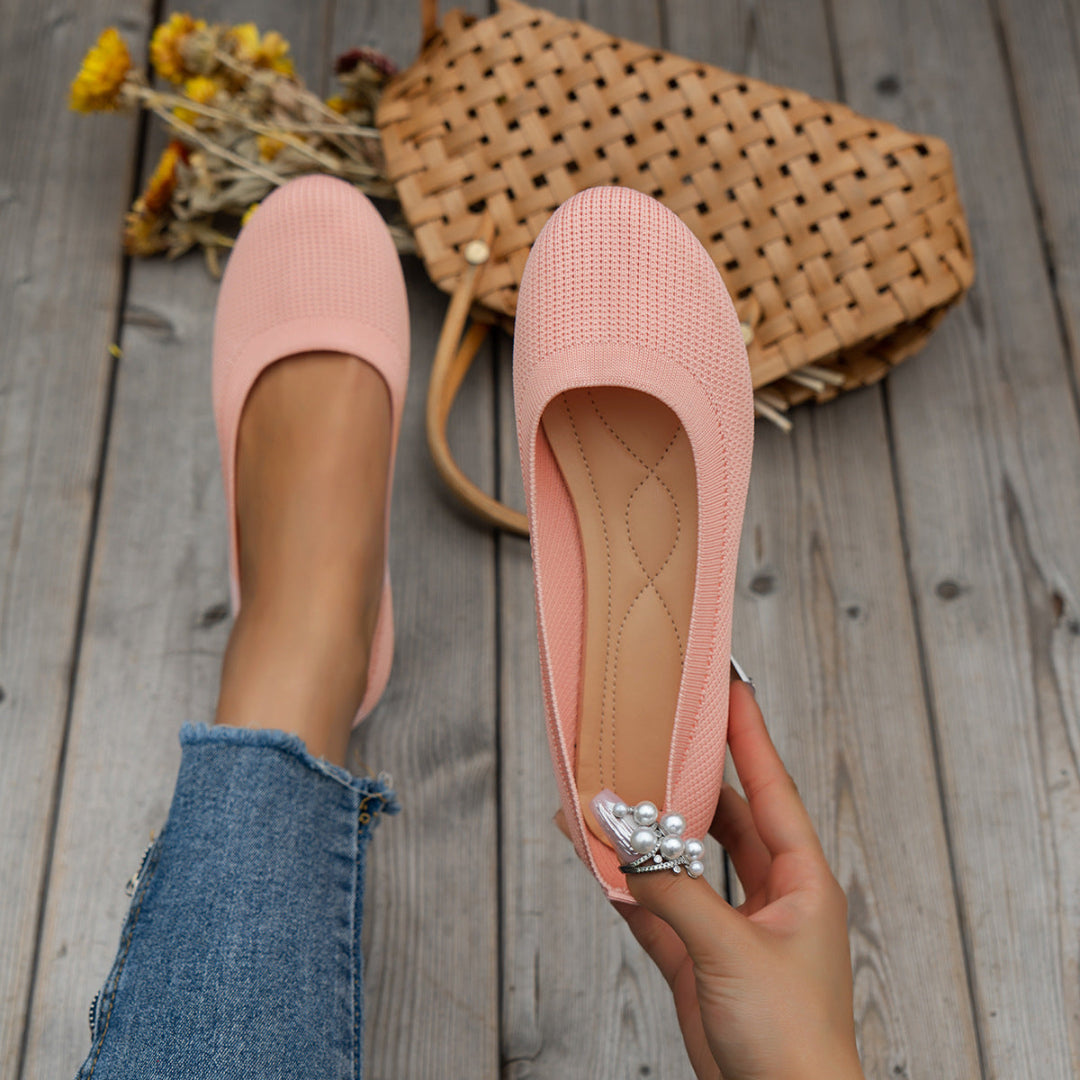 Women's Knit Ballet Flats - Round Toe Slip On