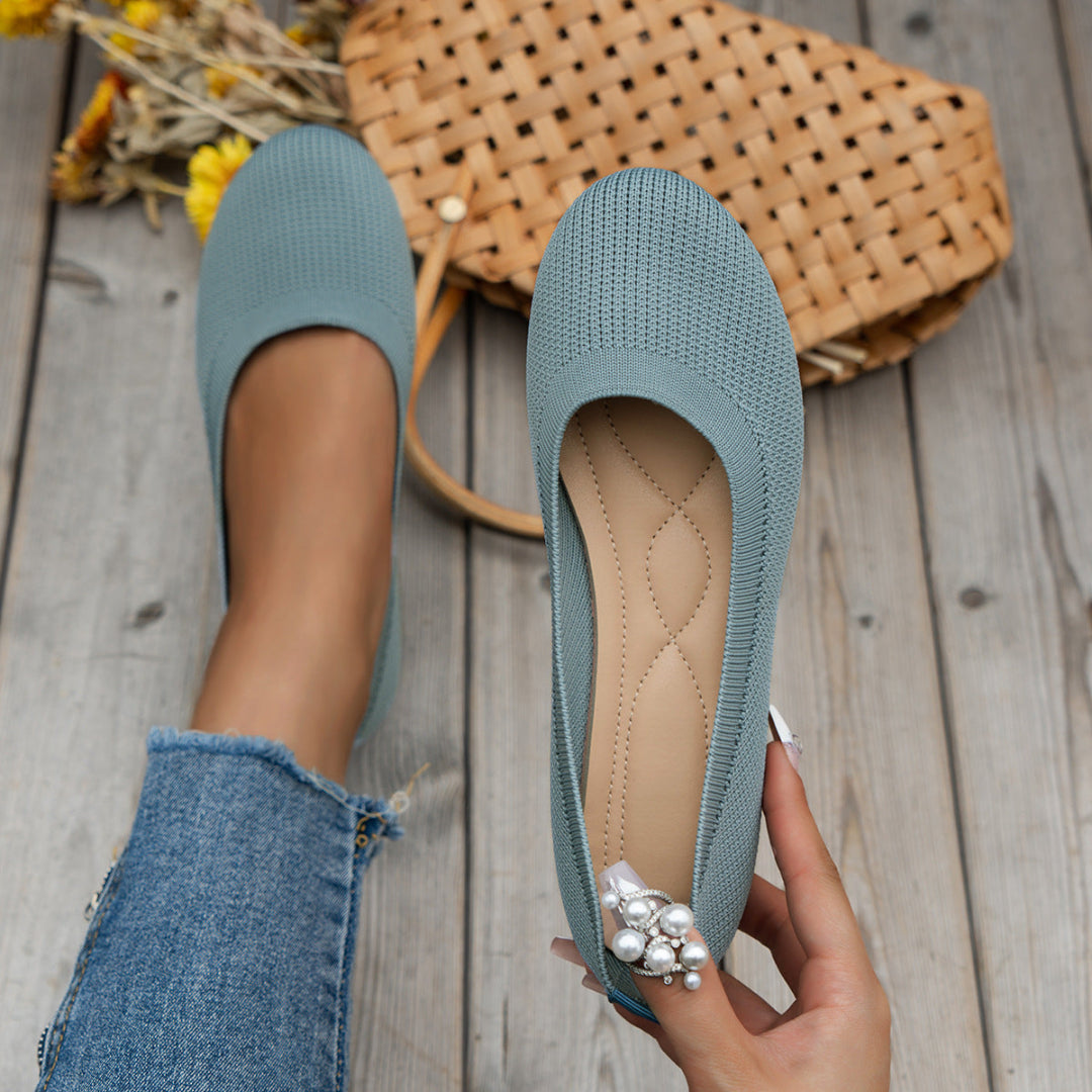 Women's Knit Ballet Flats - Round Toe Slip On