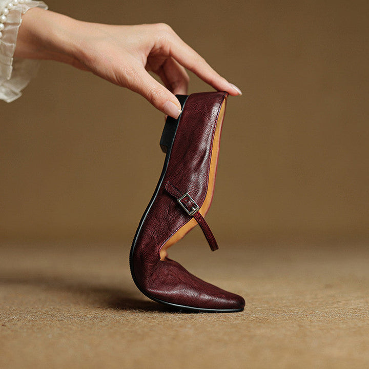 Women's Pointed Toe Mule Flats - Slip-On Buckle Strap