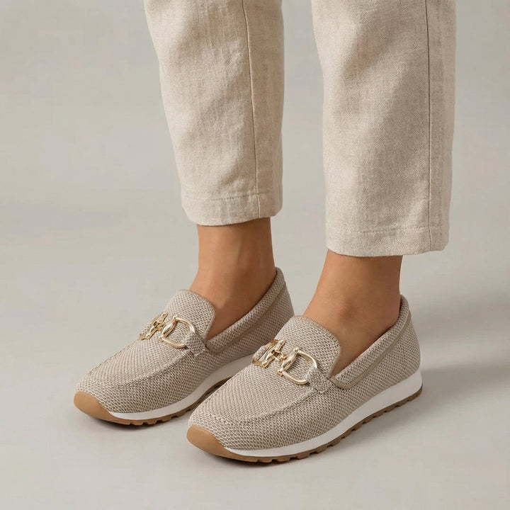 Women's Slip-On Loafers - Round Toe Metal Horsebit