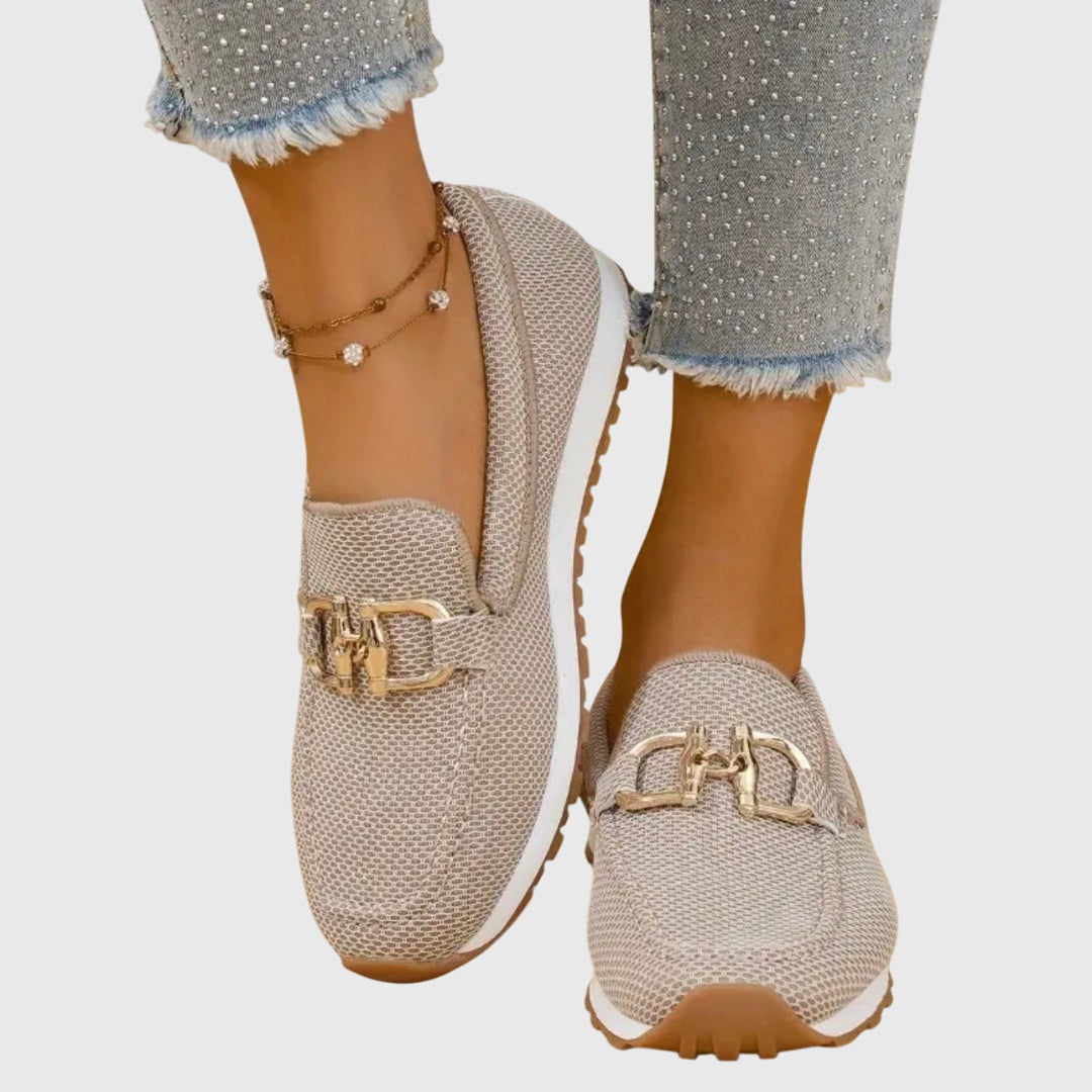 Women's Slip-On Loafers - Round Toe Metal Horsebit