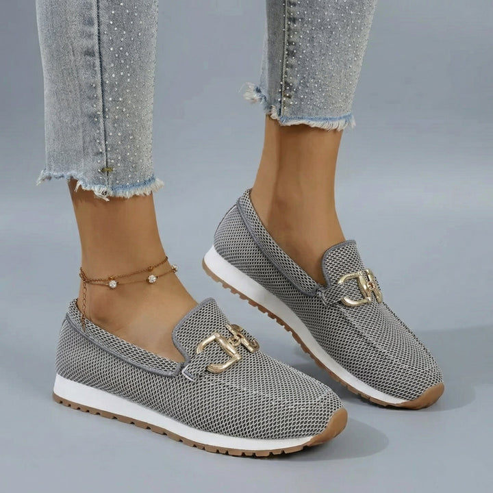 Women's Slip-On Loafers - Round Toe Metal Horsebit