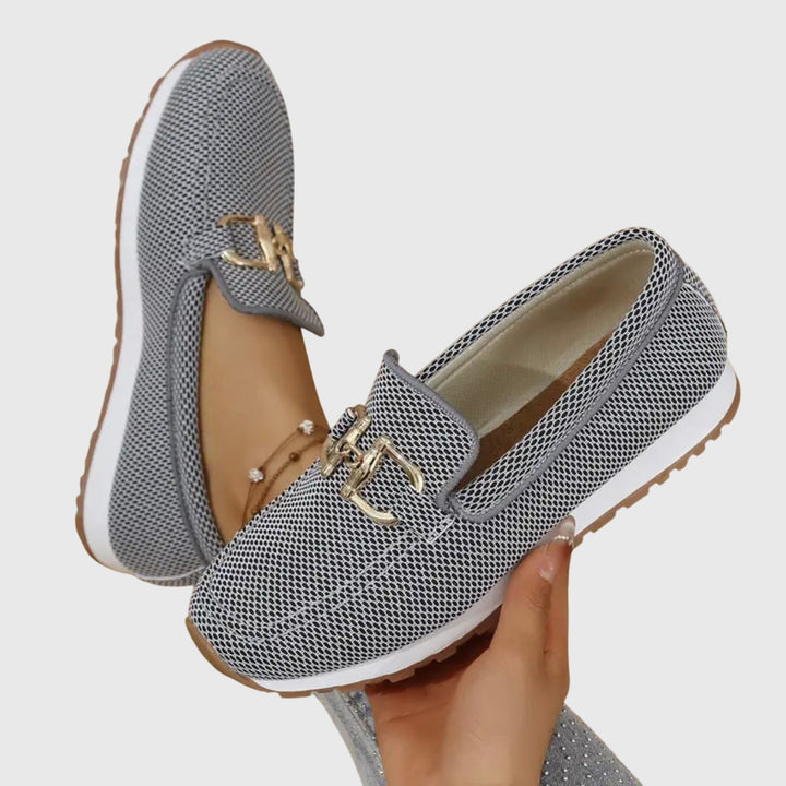 Women's Slip-On Loafers - Round Toe Metal Horsebit