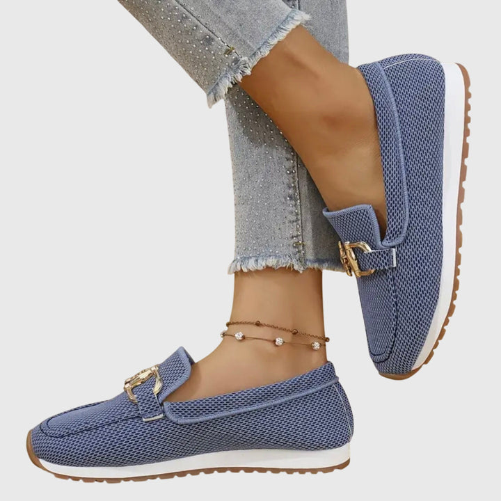 Women's Slip-On Loafers - Round Toe Metal Horsebit