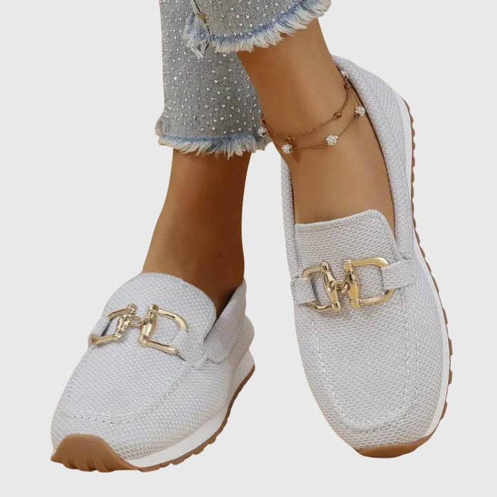 Women's Slip-On Loafers - Round Toe Metal Horsebit