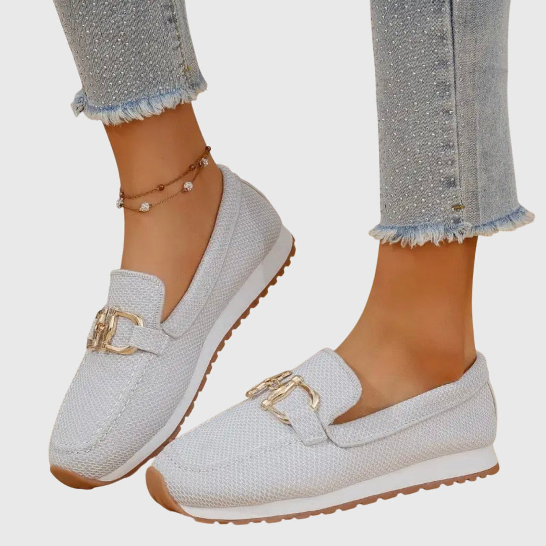 Women's Slip-On Loafers - Round Toe Metal Horsebit