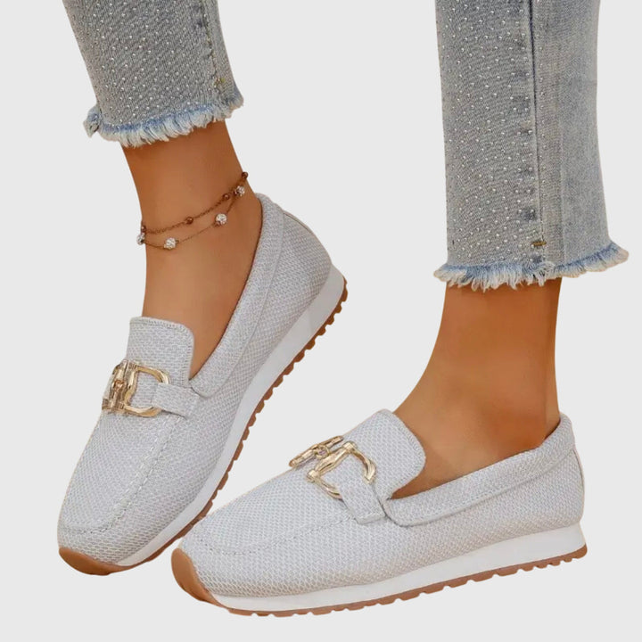 Women's Slip-On Loafers - Round Toe Metal Horsebit