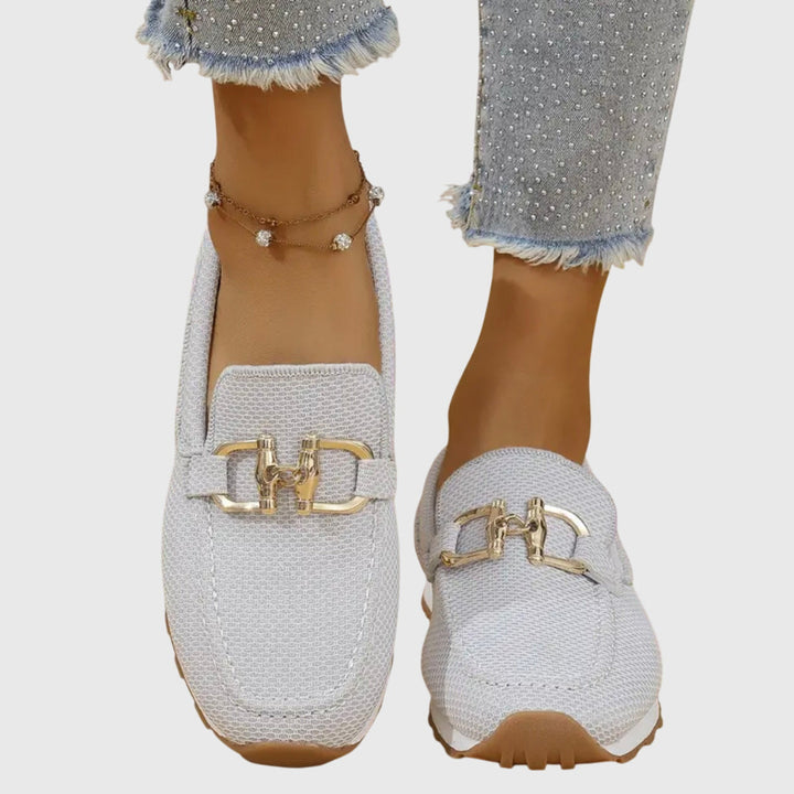 Women's Slip-On Loafers - Round Toe Metal Horsebit