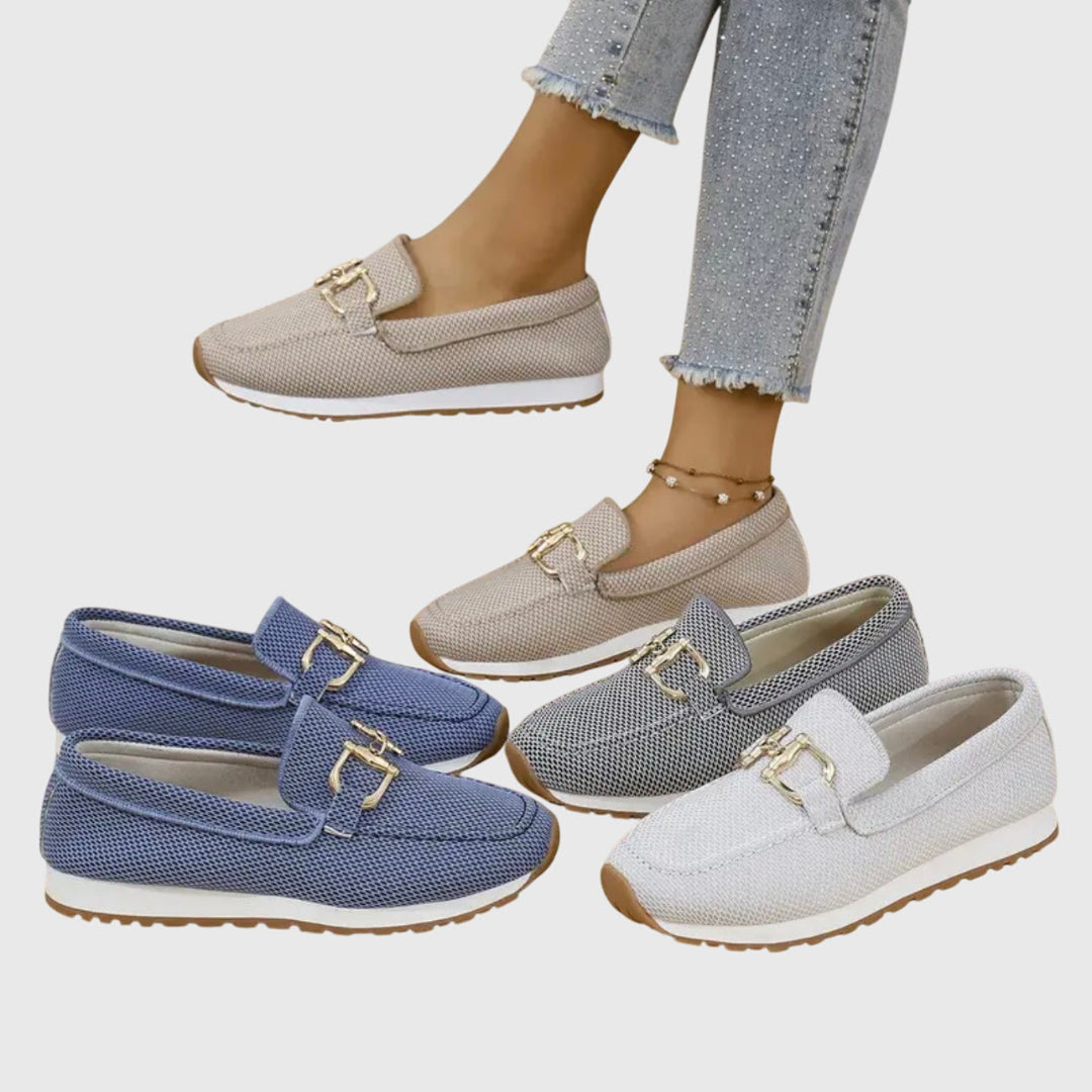 Women's Slip-On Loafers - Round Toe Metal Horsebit