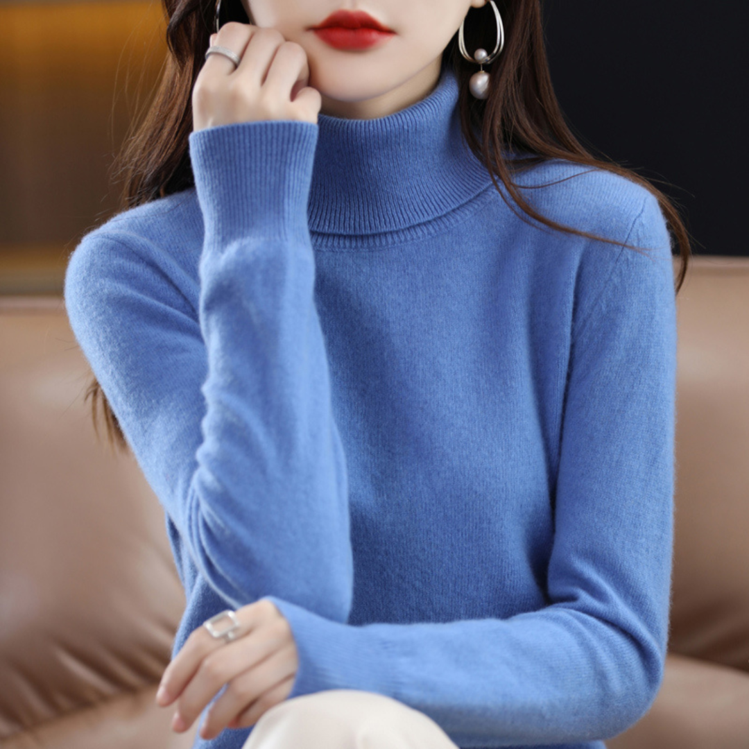 Women's Turtleneck Knit Sweater - Long Sleeve Pullover