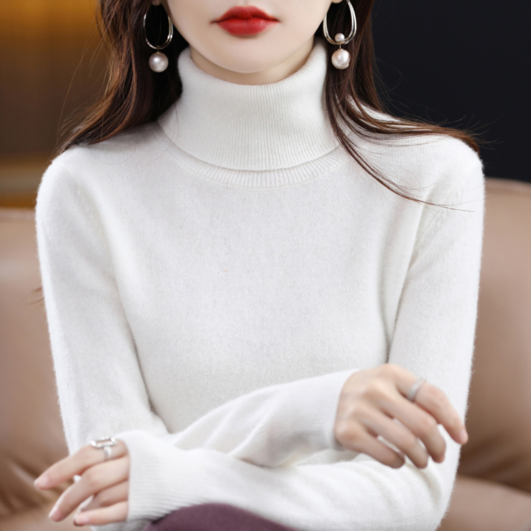 Women's Turtleneck Knit Sweater - Long Sleeve Pullover