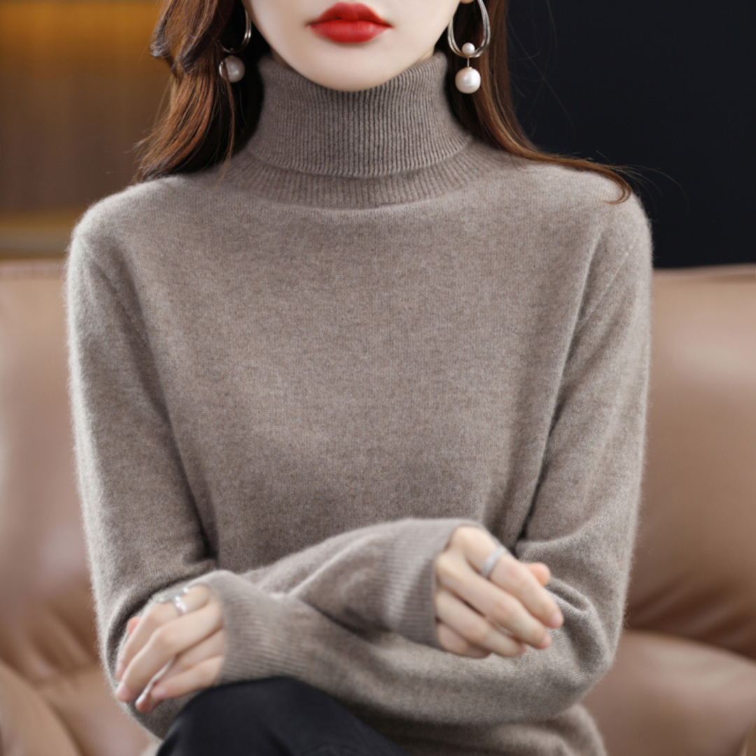 Women's Turtleneck Knit Sweater - Long Sleeve Pullover