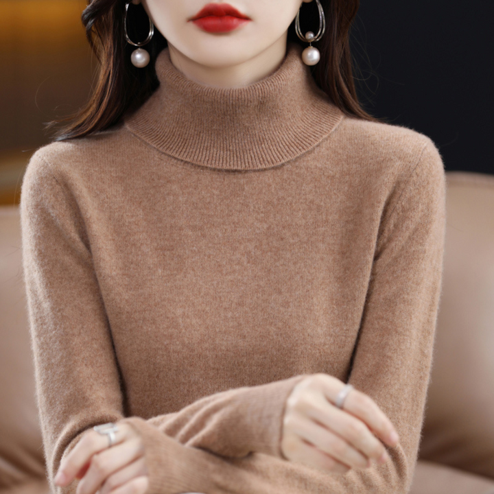 Women's Turtleneck Knit Sweater - Long Sleeve Pullover