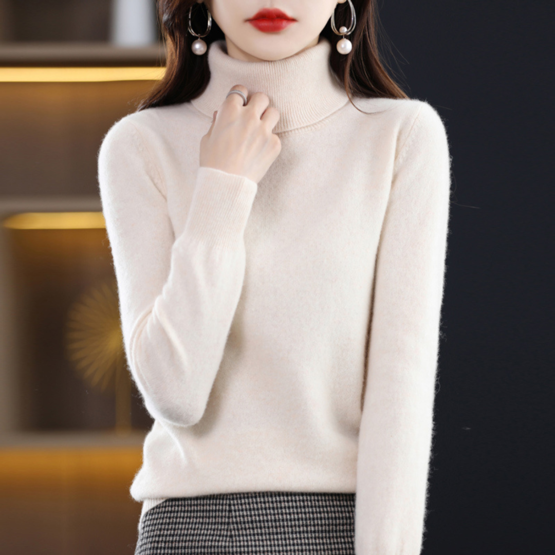 Women's Turtleneck Knit Sweater - Long Sleeve Pullover