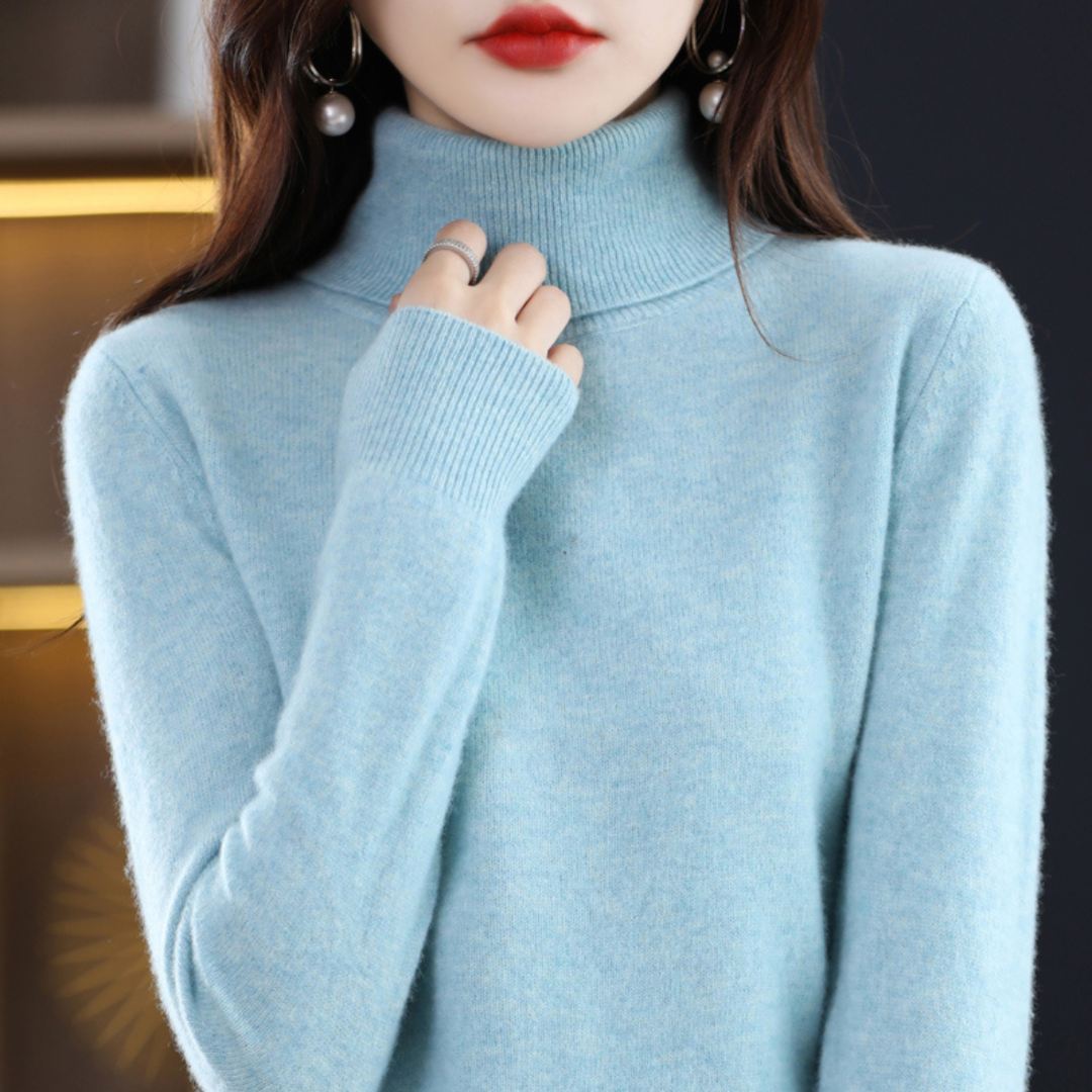 Women's Turtleneck Knit Sweater - Long Sleeve Pullover