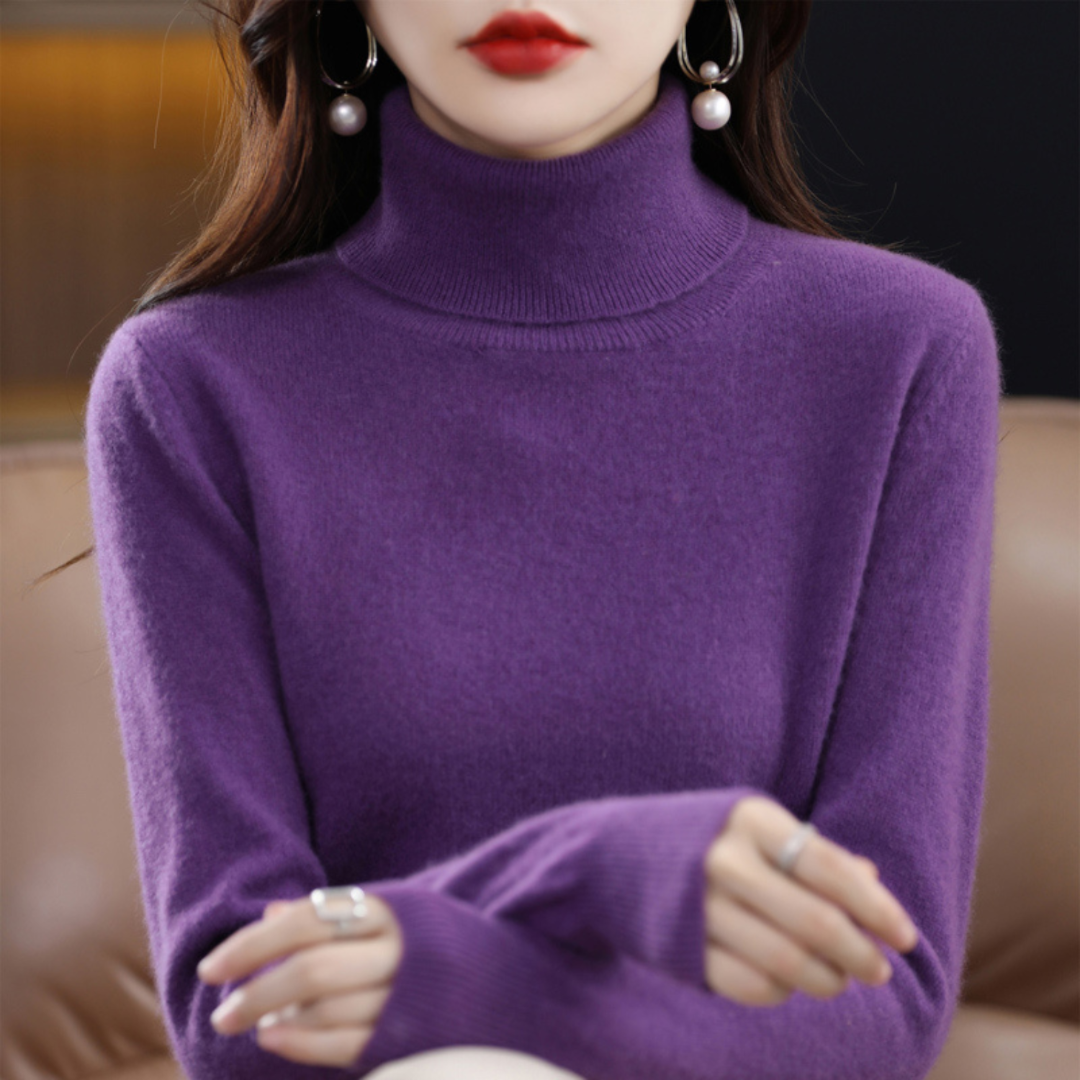 Women's Turtleneck Knit Sweater - Long Sleeve Pullover