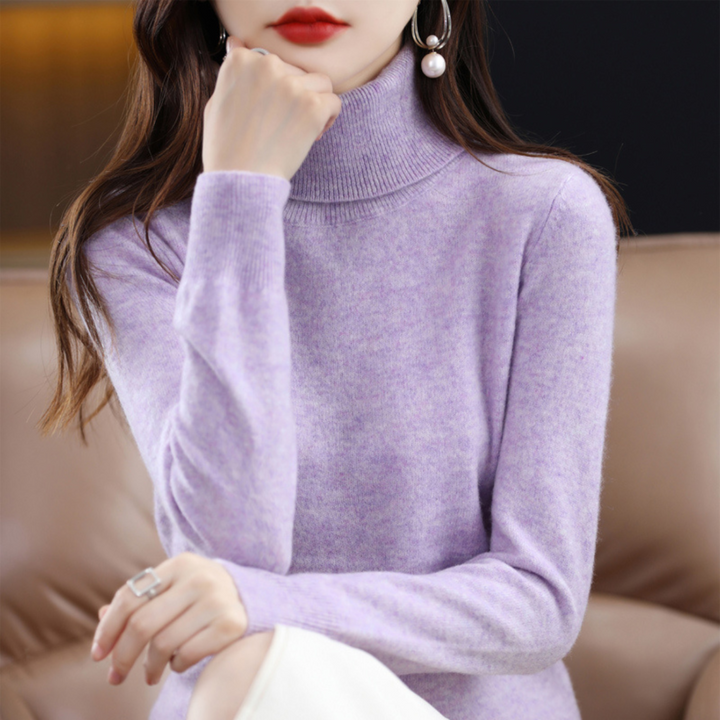 Women's Turtleneck Knit Sweater - Long Sleeve Pullover
