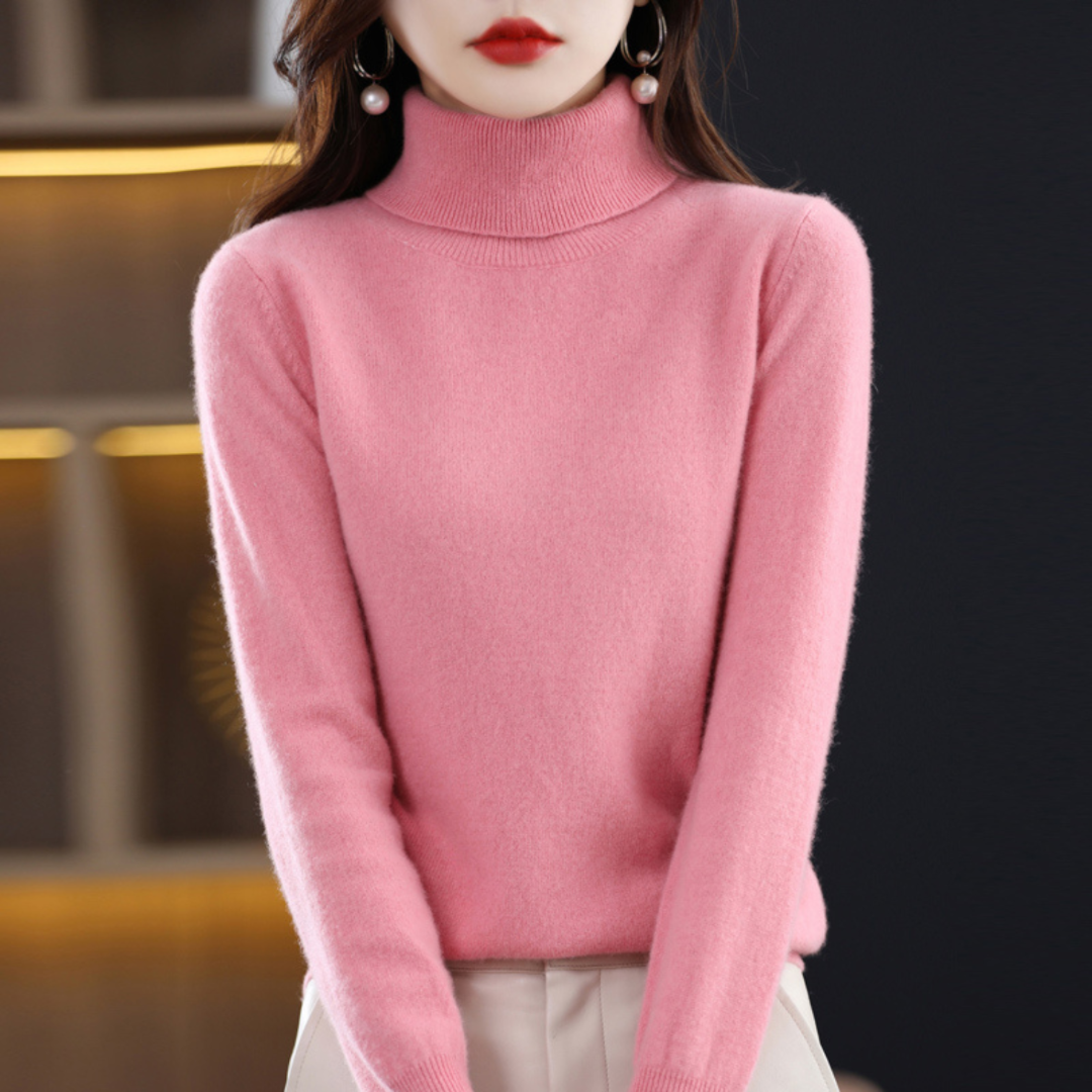 Women's Turtleneck Knit Sweater - Long Sleeve Pullover