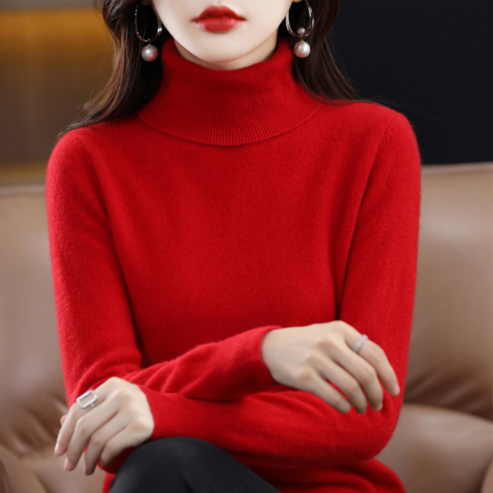 Women's Turtleneck Knit Sweater - Long Sleeve Pullover