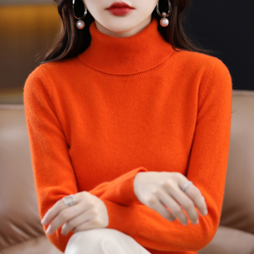 Women's Turtleneck Knit Sweater - Long Sleeve Pullover