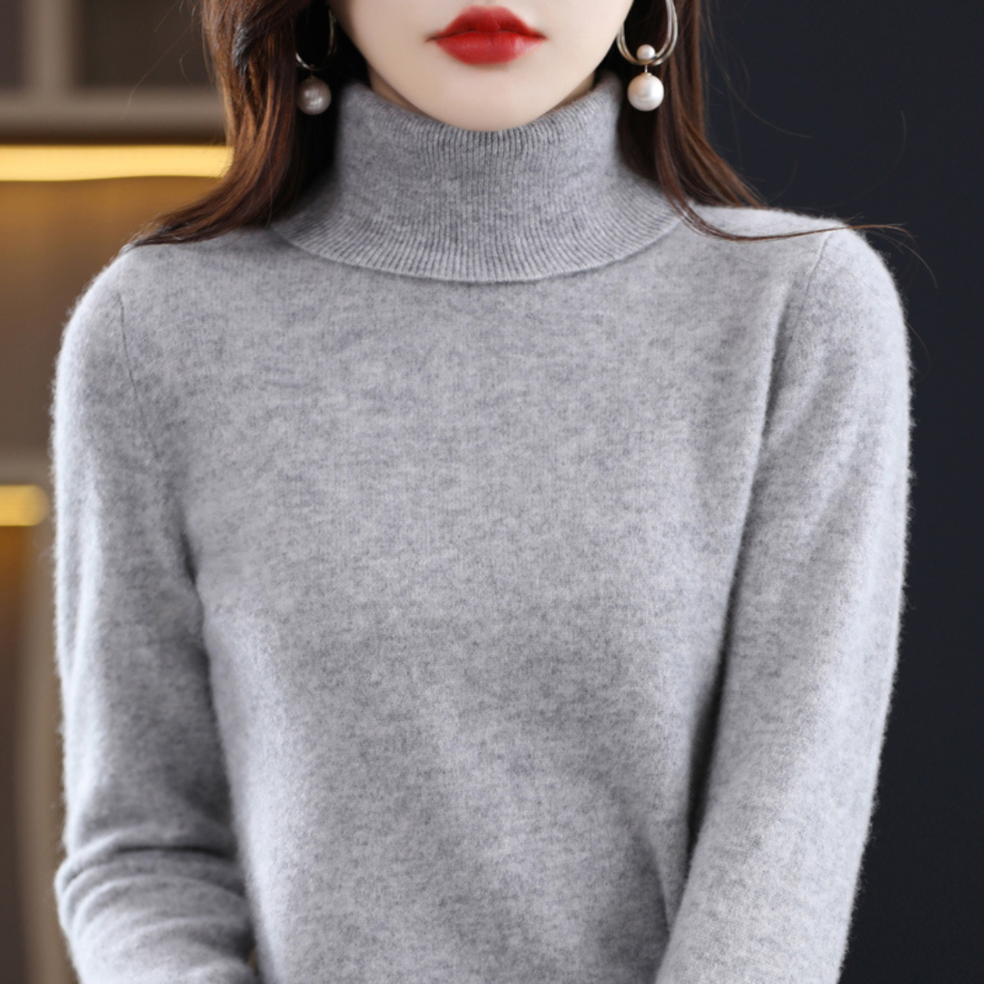 Women's Turtleneck Knit Sweater - Long Sleeve Pullover