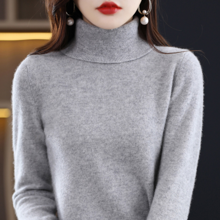 Women's Turtleneck Knit Sweater - Long Sleeve Pullover