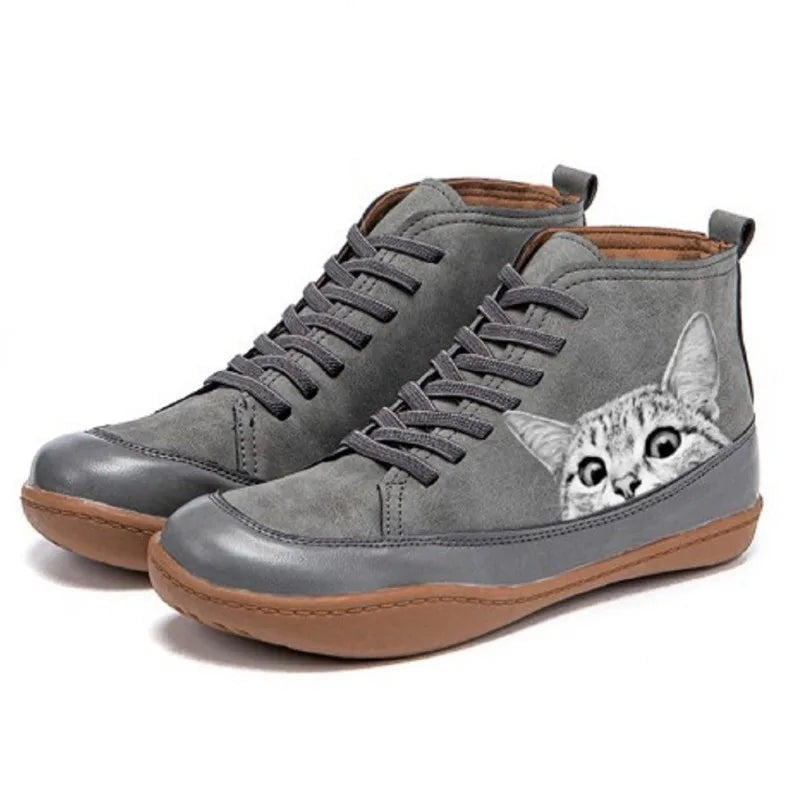 Ankle Boots - -Up - Cat Graphic