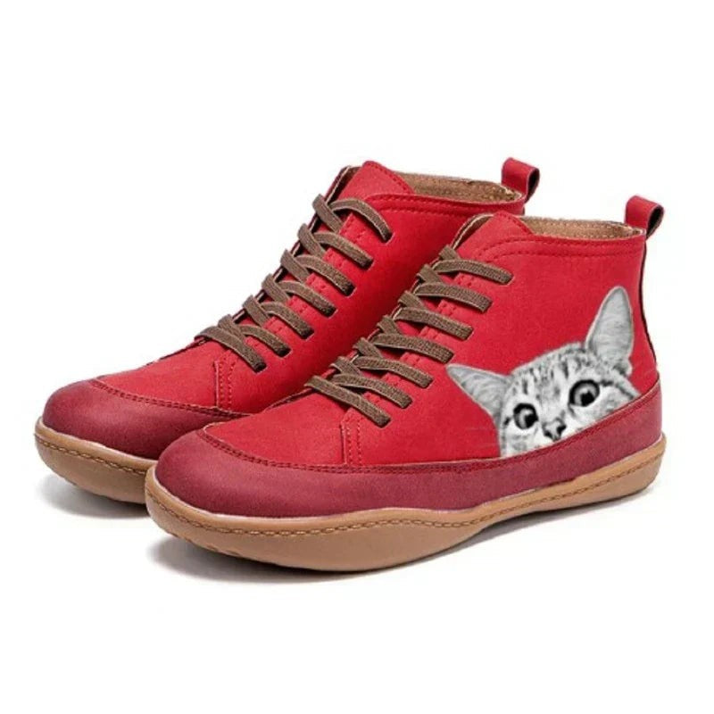 Ankle Boots - -Up - Cat Graphic