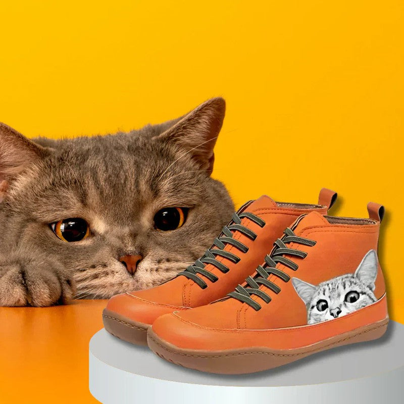 Ankle Boots - -Up - Cat Graphic